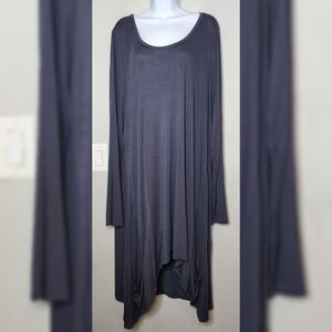 LOGO Lori Goldstein Grey Jersey Knit Long Sleeve Tunic Mini Dress Size 2X